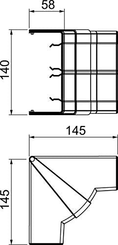 OBO ANGLE INTERIEUR VARIABLE POUR GOULOTTE RAPID 45-2 GK 130x53 PVC BLANC