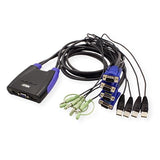 Aten CS64US Mini KVM  4 UC VGA/USB + Audio câbles intégrés