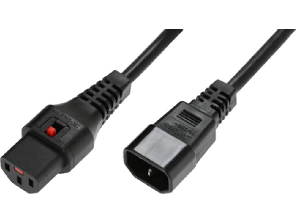 IEC-LOCK Rallonge d alimentation C14 / C13 à verrouillage noire - 3,0 m