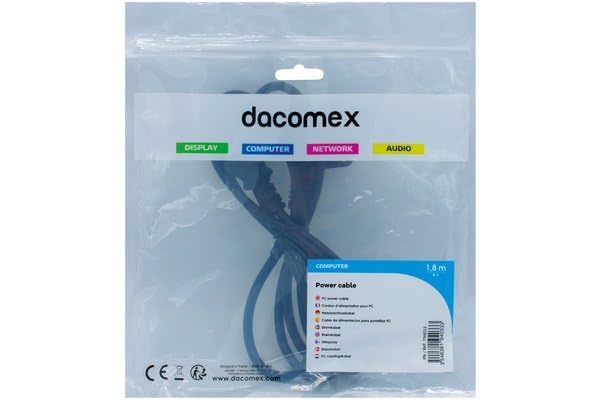 DACOMEX Sachet cordon d alimentation PC CEE7 / C13 noir - 1,8 m