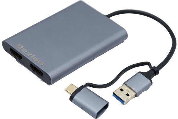 DEXLAN Double écran HDMI en carte externe sur USB 3.0 + Adaptateur.USB-C