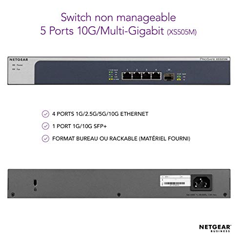 NETGEAR XS505M Switch 4 ports Multi-Gigabit 10/5/2,5/1 Gbps & 1 SFP+