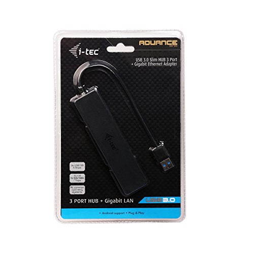 I-TEC USB 3.0 Slim HUB 3 Port with Gigabit Ethernet Adapter ideal for Notebook Ultrabook Tablet PC support Win und Mac OS