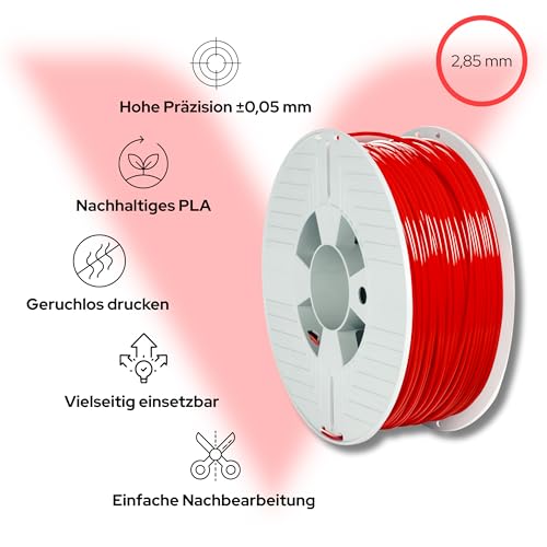VERBATIM 3D PRINTER FILAMENT PLA 2.85MM RED 1KG WCF (P)