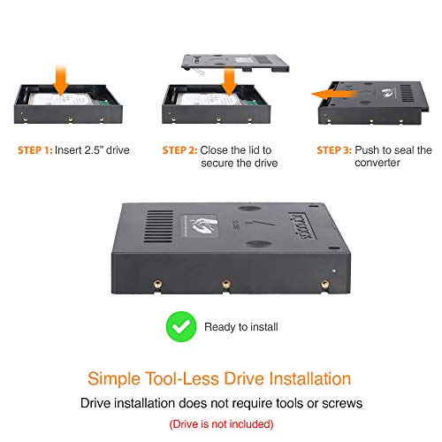 Convertisseur de DD et SSD 2.5" vers 3.5" - Fermeture Manu