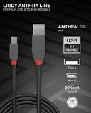LINDY Câble USB 2.0 type A vers Mini-B Anthra Line 3m
