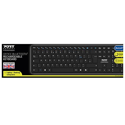 PORT DESIGNS Rechargeable Bluetooth Keyboard Ultra Slim and Elegant Design Rechargeable Battery 10meters Bluetooth range Compatible