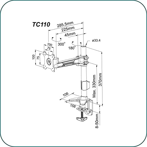 AAVARA Bras à pincer TC110 - 1 écran