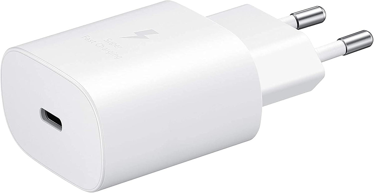 Samsung - Chargeur Secteur, Adaptateur USB Type C Fast Charge 25W & Câble USB Type C - Blanc (Emballage Original)