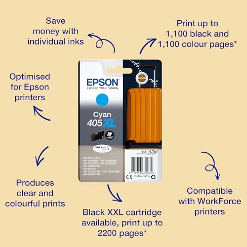 EPSON 6LB Singlepack Cyan 405XL DURABrite Ultra Ink