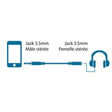 MCL Rallonge audio stéréo jack 3,5 mâle / femelle - 2m