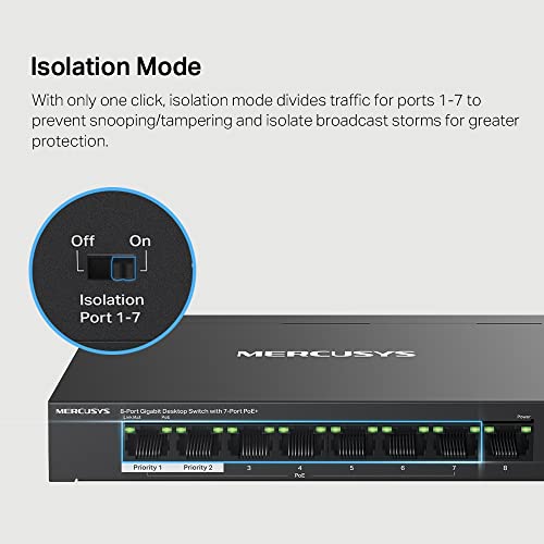 TP-LINK 8-Port Gigabit Desktop Switch with 7-Port PoE+ PORT 7x Gigabit PoE+ Ports 1x Gigabit Non-PoE Ports