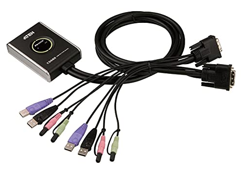 Aten CS682 switch KVM 2 ports DVI/USB/Audio Câbles intégrés