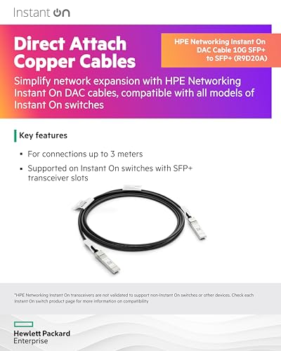 Aruba Instant On 10G SFP+ to SFP+ 3m Direct Attach Copper Cable