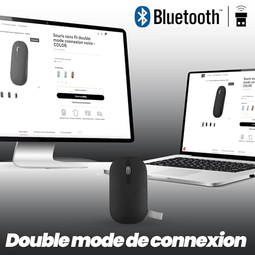 TNB COLOR - Souris sans fil double connexion - noir