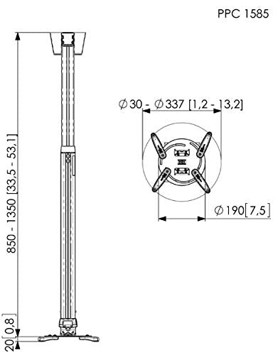 PPC 1585/Prj Ceiling Mnt 750-1350mm Sil