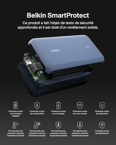 BELKIN 20k PD30w Integrated USB-C Cable Power Bank Blue