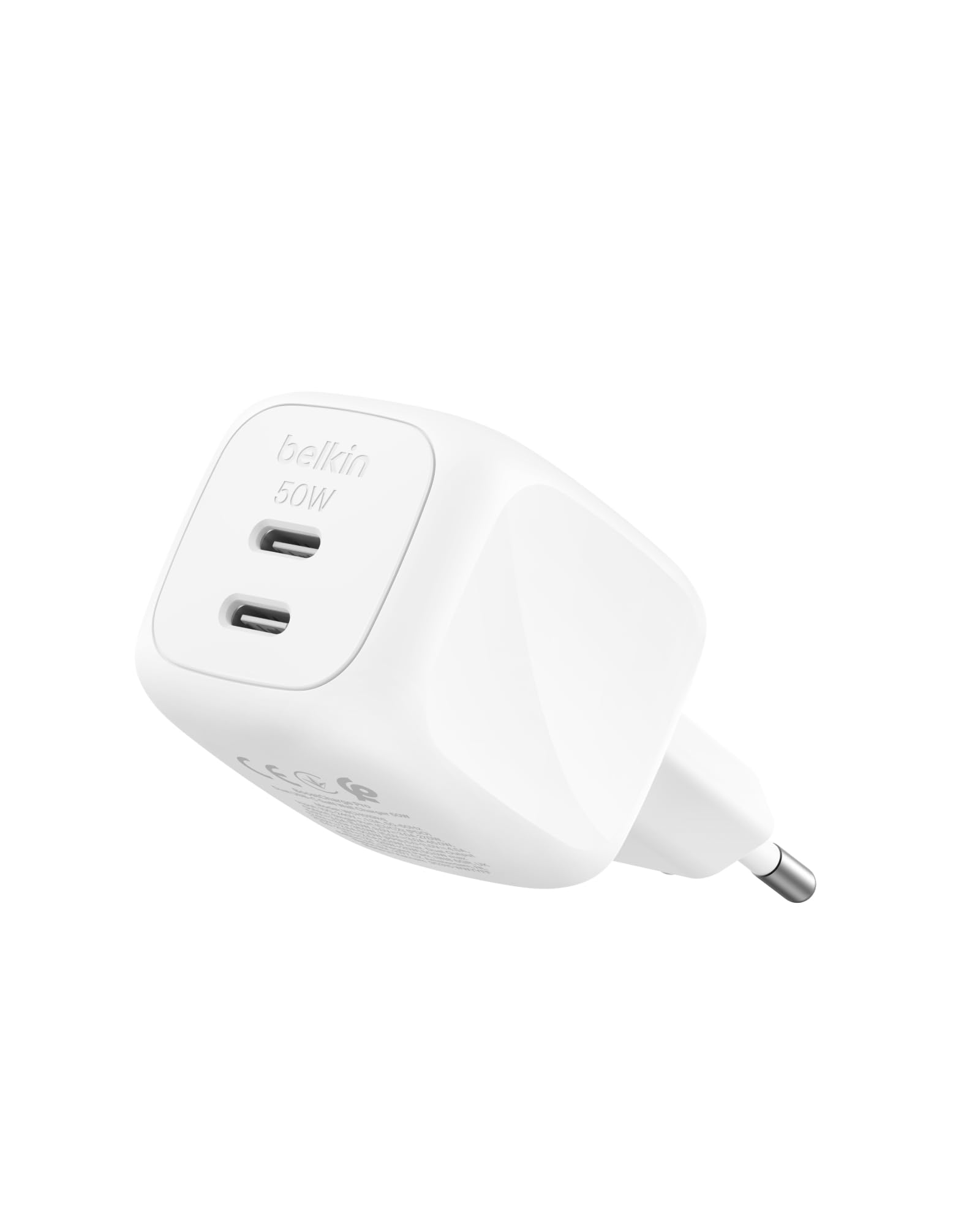 BELKIN BoostCharge 50W Dual USB-C PD Wall Charger with PPS WHT