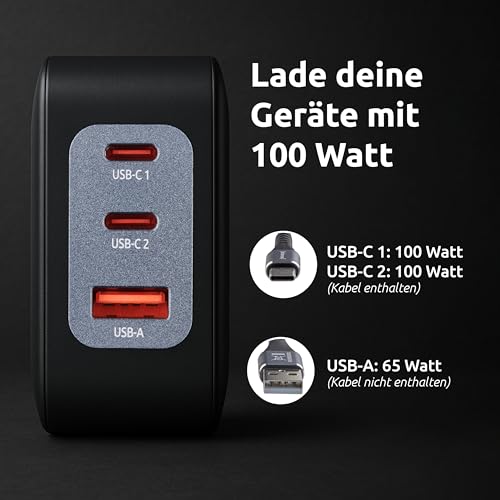 CHARGEUR SECTEUR USB TYPE C 100 W AVEC CORDON 2,0 M