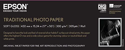 EPSON S045054 Traditional photo  papier inkjet 330g/m2 432mm x 15m 1 rouleau pack de 1
