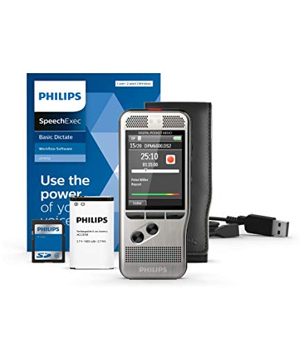 PHILIPS Pocket-Mémo DPM6000: Enregistreur vocal à bouton-poussoir, 2 Mic Stéréo