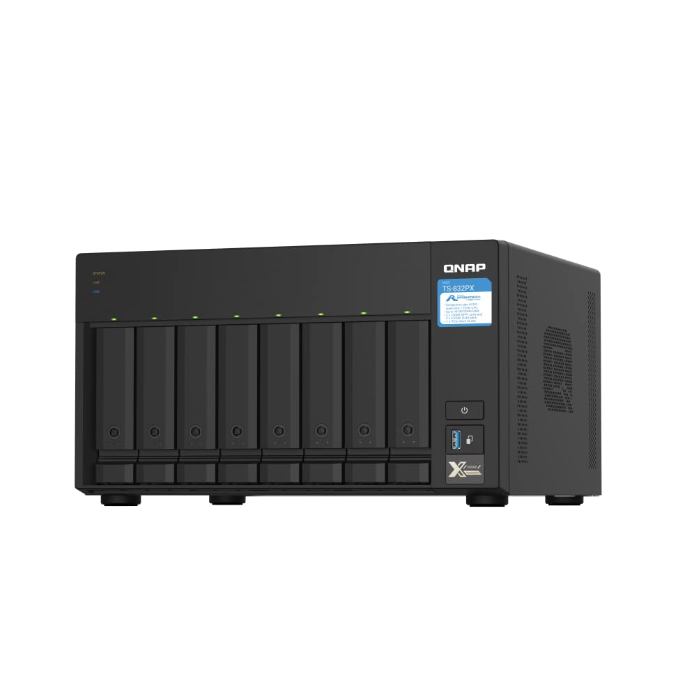 Desktop 8Bay NAS 4GB RAM 2x2.5Gbe Black