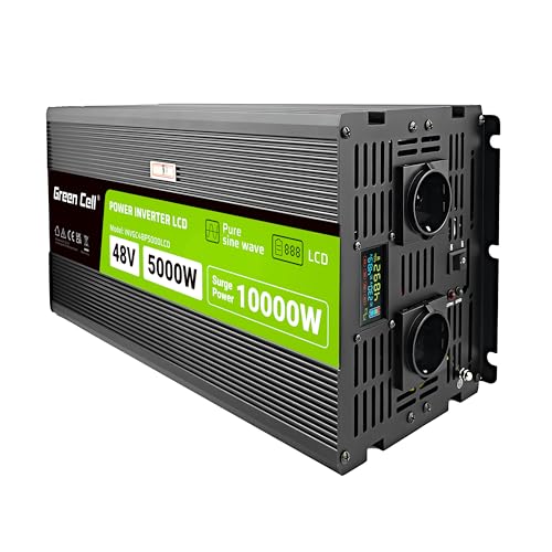 Green Cell Przetwornica napicia PowerInverter LCD 12 V 500W/1000W Przetwornica samochodowa z wywietlaczem - czysty sinus adaptateur de puissance & onduleur Auto