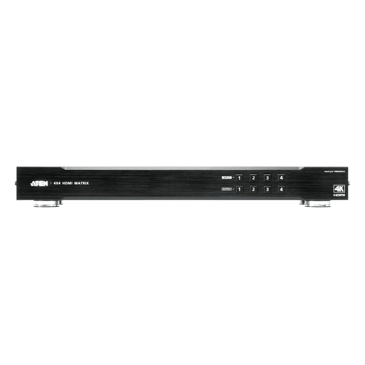Commutateur matriciel HDMI 4K 4x4 - Commutateur de matrice AV - 10,2 Gbit/s - 340 MHz - 4096 x 2160 pixels - Noir - Métal