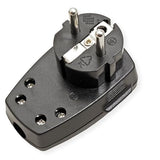 Fiche secteur tripolaire avec interrupteur intégré - noir