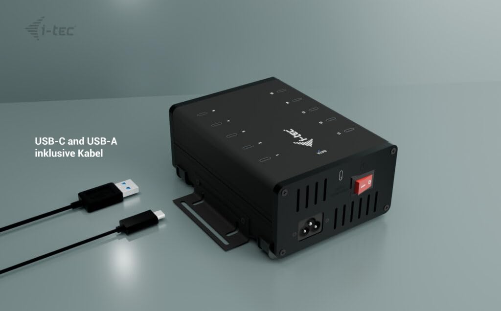 I-TEC USB-C/USB-A Metal Charging+Data HUB 15W per port 10x USB-C integrated power adapter 180W