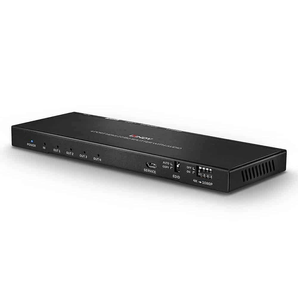 LINDY 4 Port HDMI 2.0 4K60 Splitter - 18GBit/s HDMI 2.0 with Audio