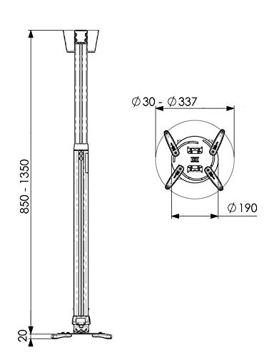 PPC 1585 Proj ceiling mt850-1350mm White