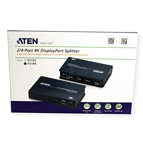 Répartiteur DisplayPort True 4K a 4 ports - DisplayPort - 4x DisplayPort - 4096 x 2160 pixels - Noir - Métal - 4K Ultra HD