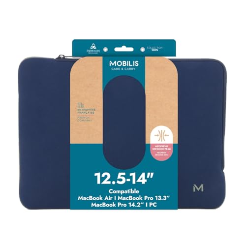 MOBILIS Housse Skin Sleeve pour ordinateur 12.5-14" - Bleu marine, Gris