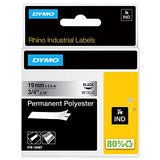 DYMO Rhino Etiquette industrielle Polyester permanent 19mm x 5,5, m noir/blan