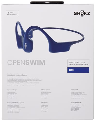 SHOKZ Casque MP3 à conduction osseuse étanche OpenSwim - Bluetooth - Bleu