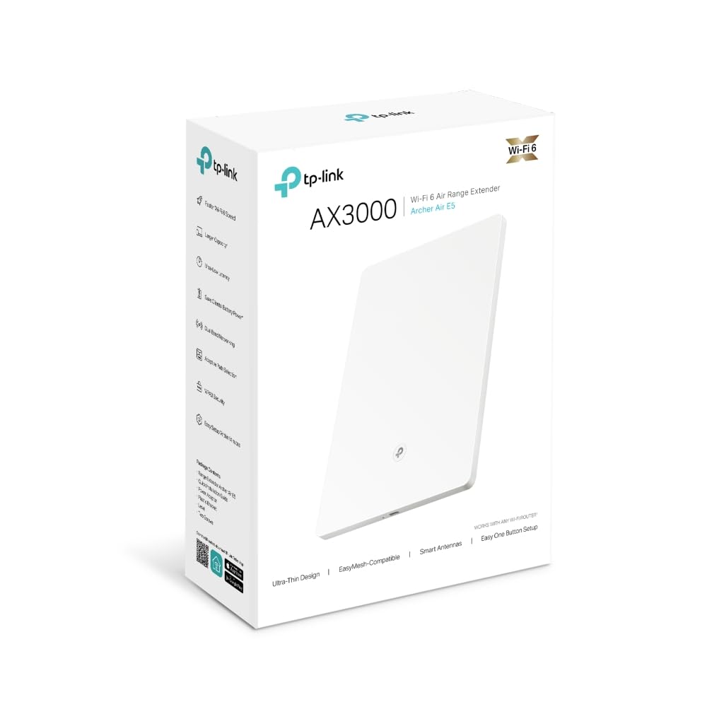 TP-LINK AX3000 Wi-Fi 6 Air Range Extender 574Mbps at 2.4GHz + 2402Mbps at 5GHz 4x Internal Antennas 8mm Ultra-thin Shell