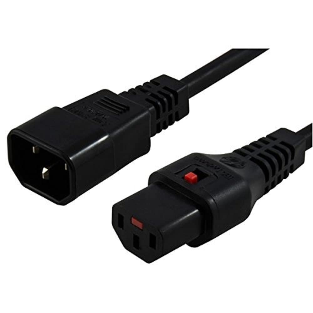 Câble d'alimentation IEC C14/IEC C13 droit M/F 1m noir avec verrouillage IEC LOCK