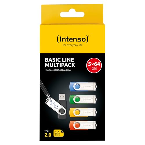 INTENSO Clé USB 2.0 Basic Line - Pack de 5 x 64 Go