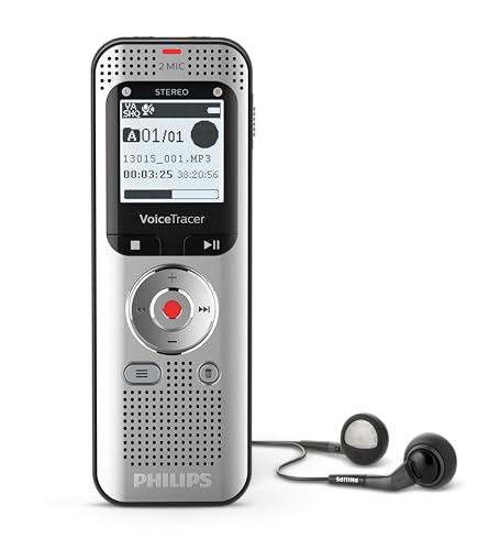 PHILIPS Dictaphone VoiceTracer DVT2050 : Optimisé pour les notes 8Go, 2 Mic, 50h