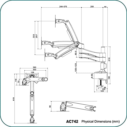 AAVARA Bras à pincer AC742 - 2 écrans