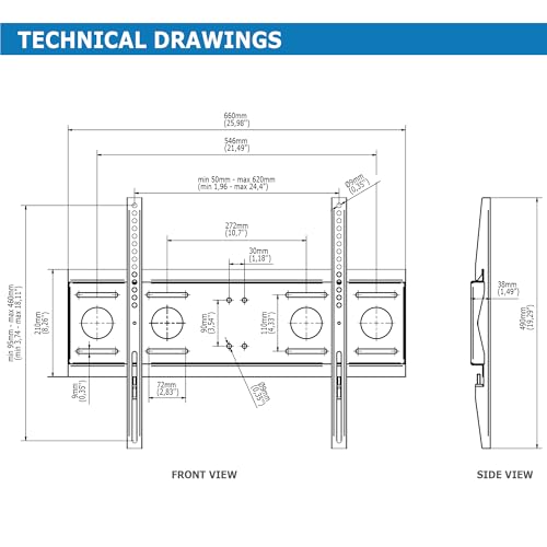 "Edbak 42""-75"" Fixed Wall Mount. Weight capacity 80 kg. 600x400 VESA"