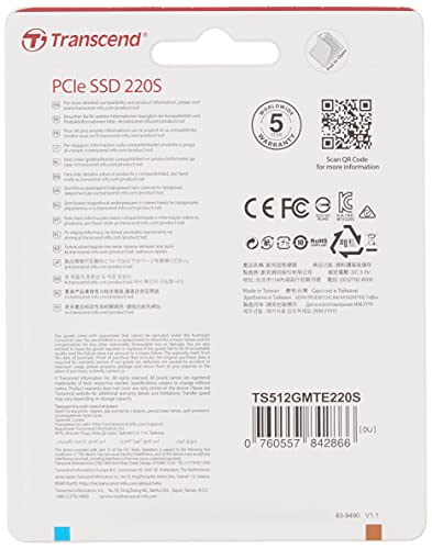 TRANSCEND 512Go M.2 2280 PCIe Gen3x4 M-Key puce 3D TLC avec Dram