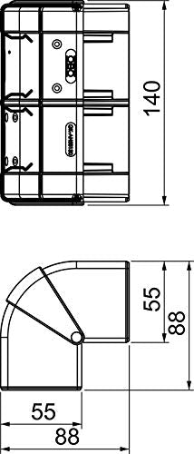 OBO ANGLE EXTERIEUR VARIABLE POUR GOULOTTE RAPID 45-2 GK 130x53 PVC BLANC