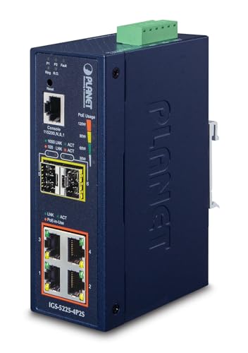 PLANET IGS-5225-4P2S commutateur réseau Géré L2+ Gigabit Ethernet (10/100/1000) Connexion Ethernet, supportant l'alimentation via ce port (PoE) Bleu