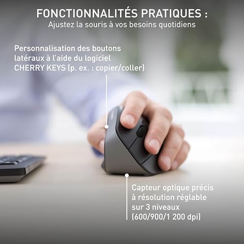 CHERRY Souris MW-4500 LEFT sans fil USB noire