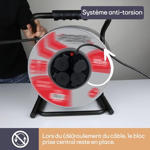 Rallonge électrique PRO 40 m - 4 prises IP44