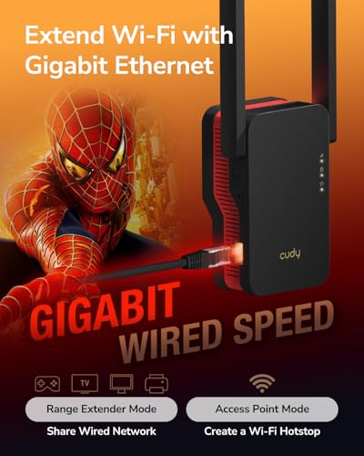 Cudy RE3000 prolongateur réseau Répéteur réseau Noir, Rouge 10, 100, 1000 Mbit/s