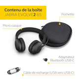 Jabra Evolve2 65, MS Stereo Casque Sans fil Arceau Bureau/Centre d'appels USB Type-C Bluetooth Noir