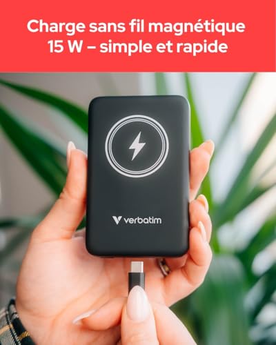 VERBATIM CHARGE N GO MAGNETIC WIRELESS POWER BANK 10000 BLACK WCF (P)